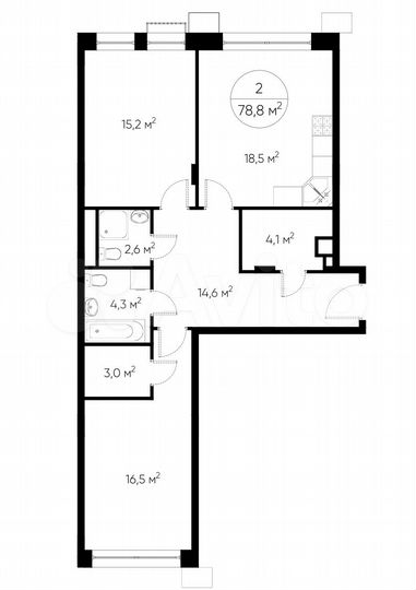 2-к. квартира, 79 м², 5/9 эт.