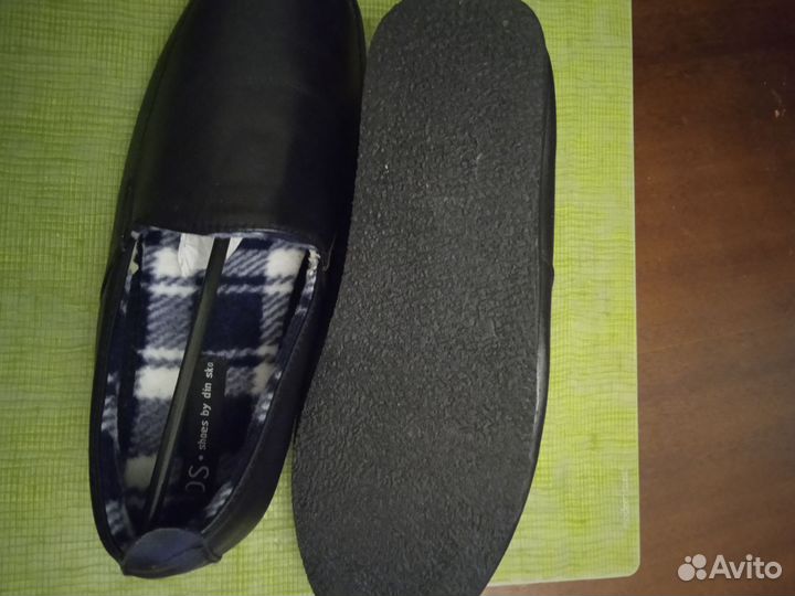 Мужские кожаные тапки на теплом подкладе