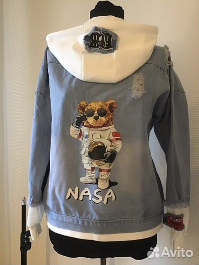 Джинсовка размер S с капюшоном nasa