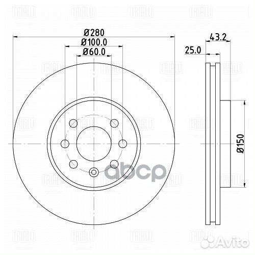 Диск тормозной перед DF210208 Trialli