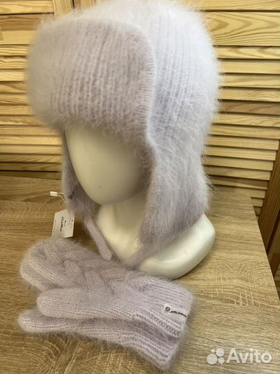 Ушанка вязаная из ангоры
