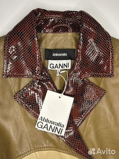 Кожаное пальто Ganni x Ahluwalia (0951)