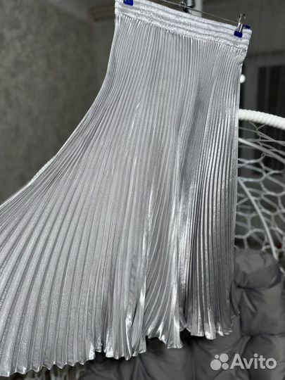 Юбка плиссе серая