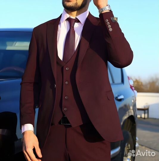 Мужской костюм бордовый не мнущийся