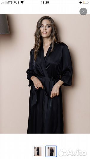 Халат домашний черный шелк