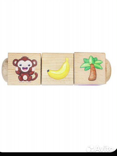 Деревянные кубики на оси Кто где живёт и что ест