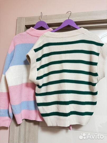 Свитер и жилет вязанные L