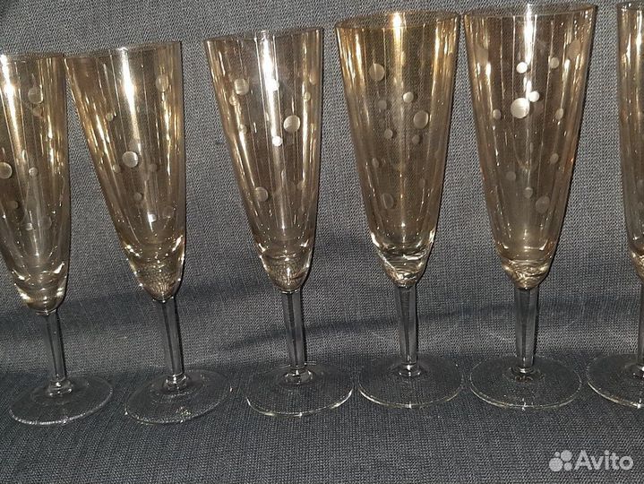 Бокалы, фужеры для шампанского, стекло винтаж СССР