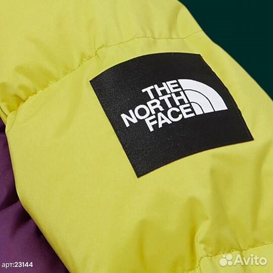 Зимняя куртка The North Face ярко желтая С фиолето 46(S)