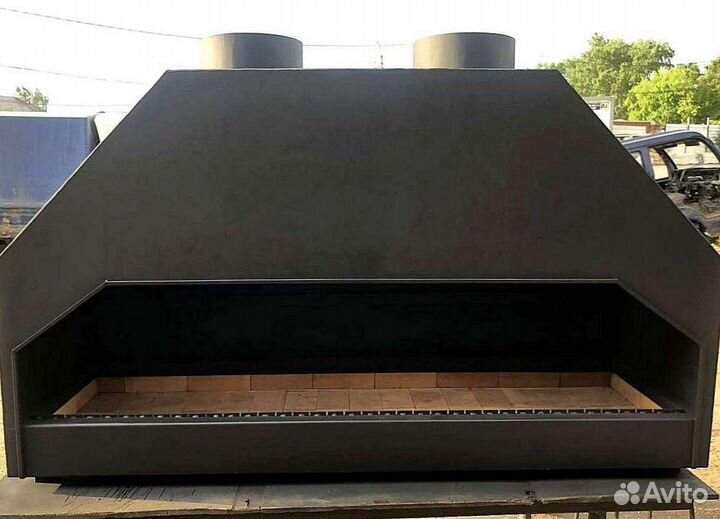 Мангал для кафе с вытяжкой и зонтом