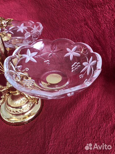 Конфетница под золото из трех чаши для конфет