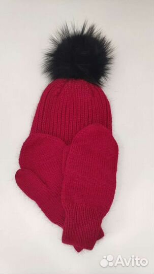 Шапка и варежки из пуха норки