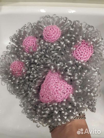 Мочалка-варежка,кошачья лапка