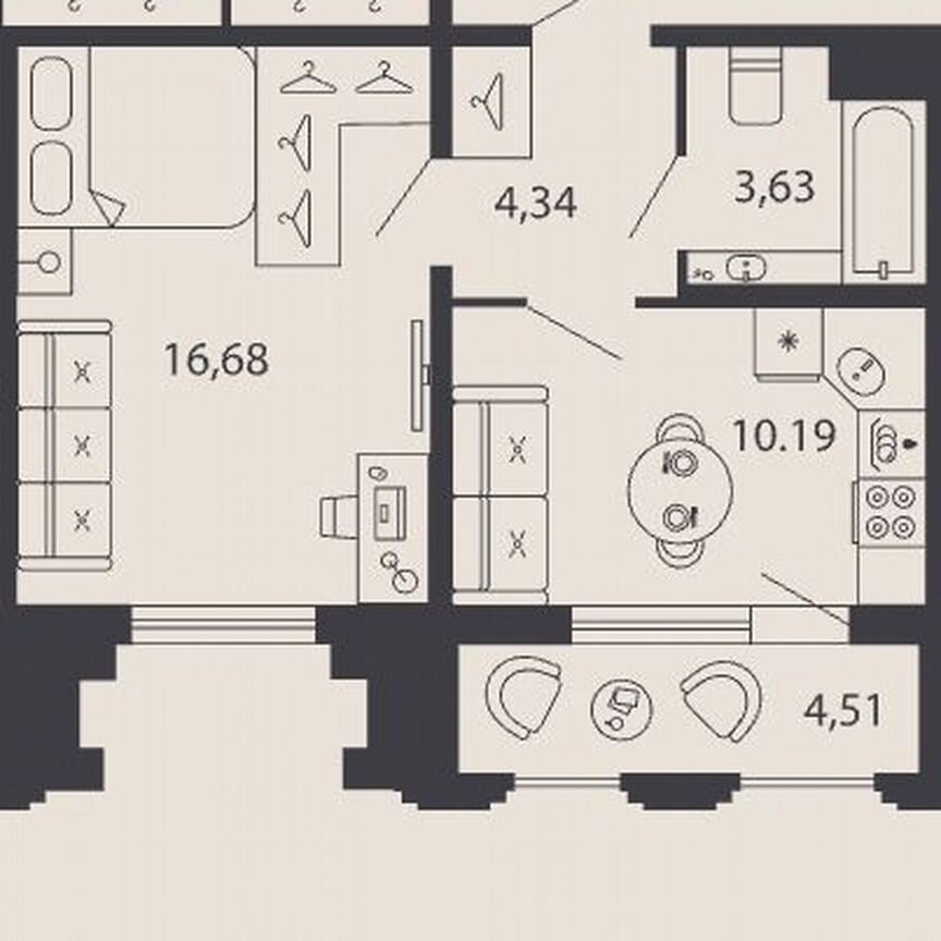 1-к. квартира, 37,3 м², 3/25 эт.