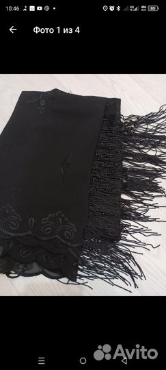 Шарф (палантин) черный полупрозрачный