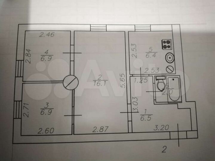 3-к. квартира, 44,8 м², 1/2 эт.