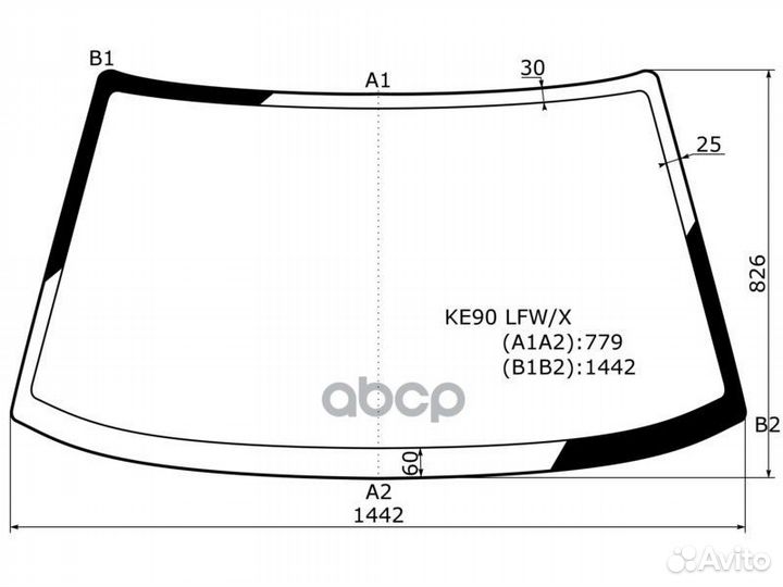 Стекло лобовое Toyota Corolla (E90) 87-92 KE90