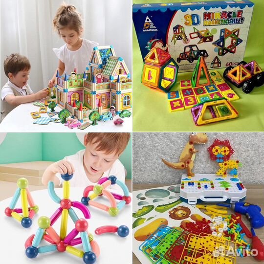 Конструкторы магнитный, деревянный, мозаика