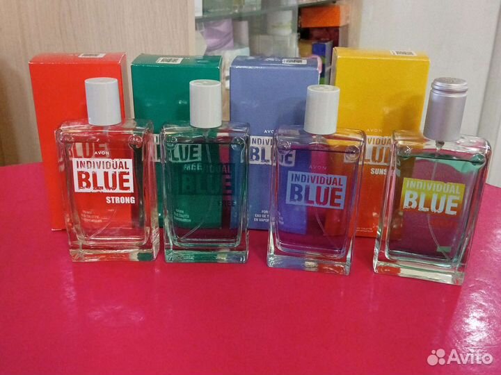 Individual Blue. Strong. Blue Free. Sunset. Avon