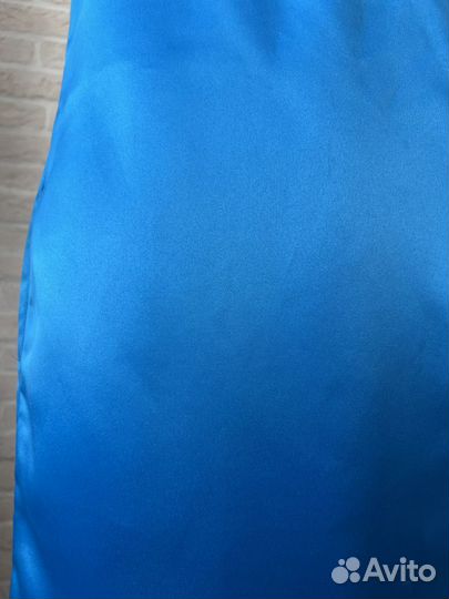 Новое платье летнее сарафан атласный голубой 42
