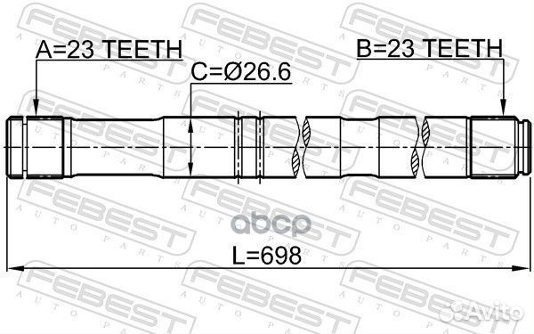 Полуось правая 23X698X23 0112ZZT251RH Febest