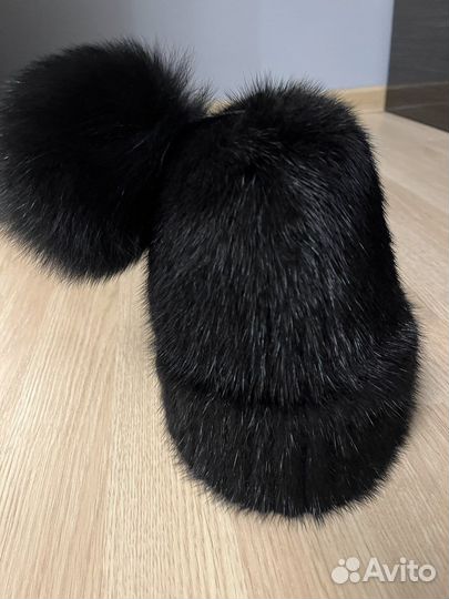 Шапка из вязаной норки