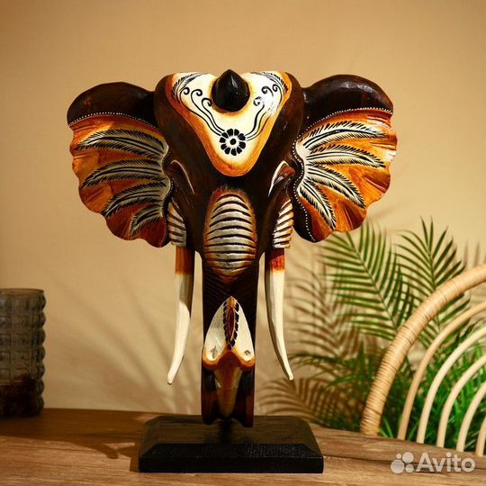 Сувенир 'Голова слона' на подставке, албезия 60 см