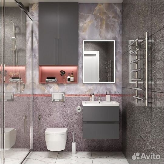 Тумба с раковиной Art&Max Techno 70 серый