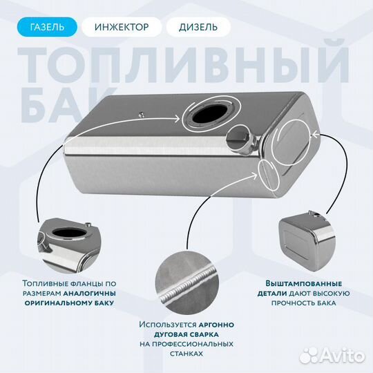 Топливный бак на Газель 70 л инжектор