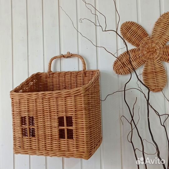 Плетеная корзина для игрушек. Подвесная корзина