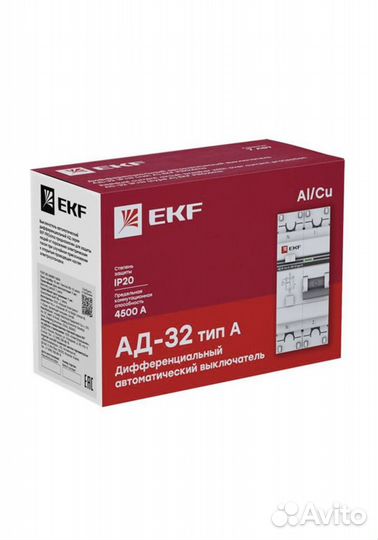 Дифференциальный автомат EKF ад-32 1P+N 63А/100А