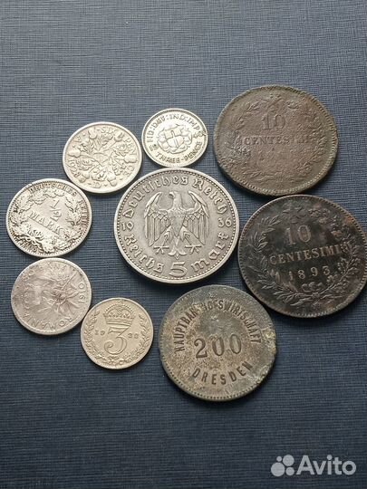 Серебряные иностранные монеты лот