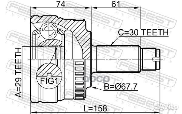 ШРУС наружный задний 29X67.6X30 land rover rang