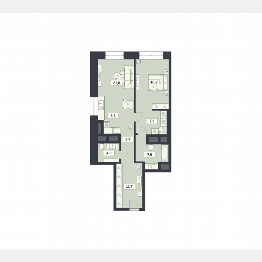 2-к. квартира, 78,3 м², 26/27 эт.