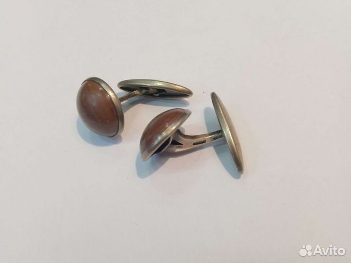 Запонки серебряные, позолоченные винтаж