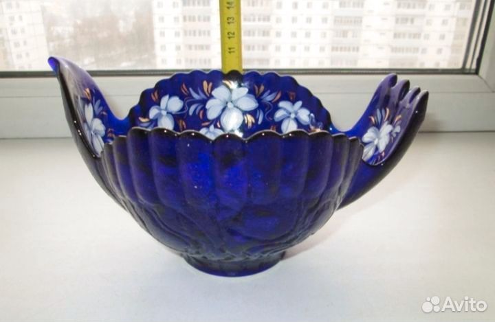 Ваза в виде птицы, кобальт, роспись, СССР