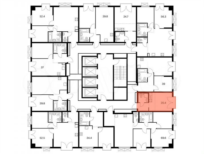 Квартира-студия, 20,4 м², 26/26 эт.