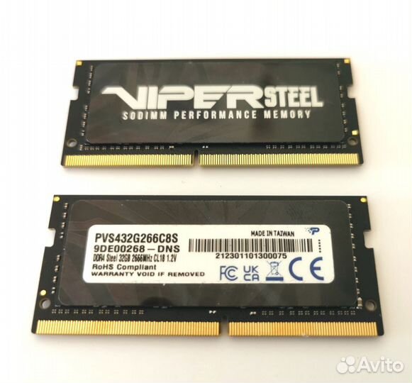 DDR4 32 гб 2666 MHz sodimm Patriot Viper Steel
