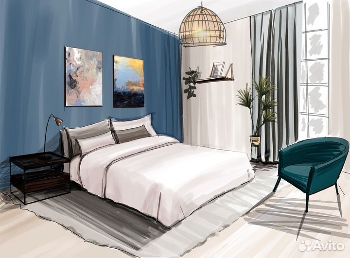 Интерьерные скетчи на заказ