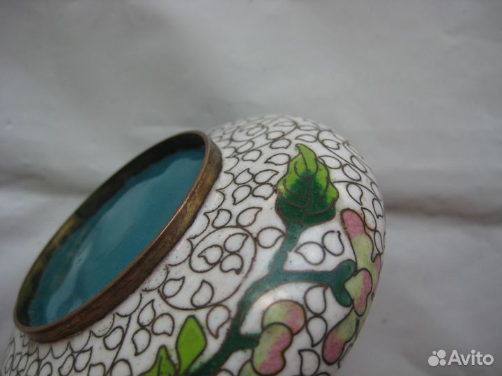 Пепельница старинная Клуазоне медь эмаль