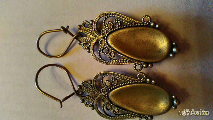 Серьги, мельхиор + финифть