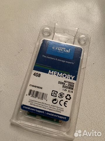 4Gb Crucial CT4G48F88266 DDR4 2666 sodimm озу