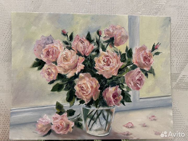 Картина маслом Розы 45х35