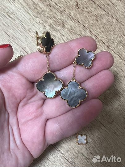 Van cleef браслет и серьги перламутр