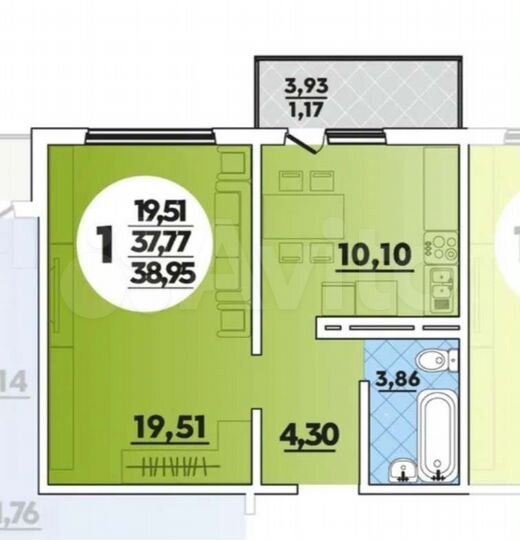 1-к. квартира, 41 м², 10/16 эт.