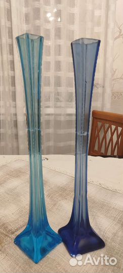 Старинные вазы цветное стекло Берц