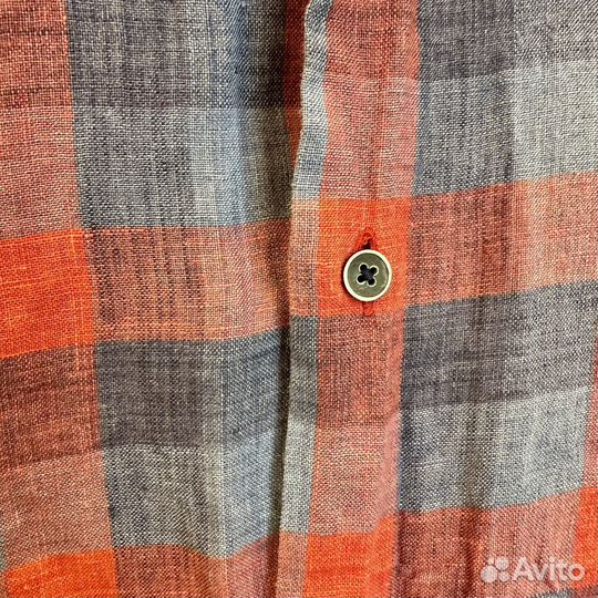 Льняная рубашка красная в клетку, Италия