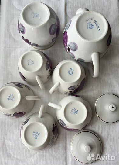 Чайный сервиз (неполный) Фарфор Кузяево