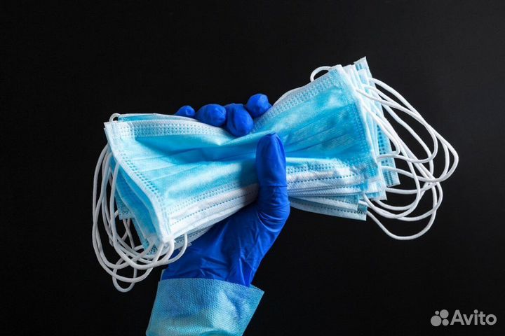 Маска медицинская одноразовая (голубая)