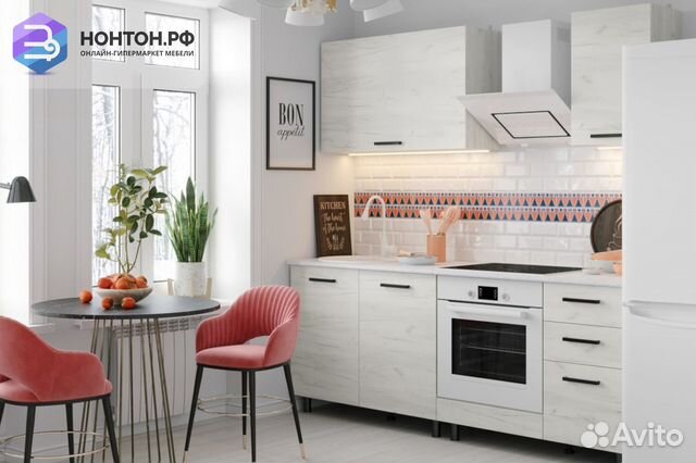 Кухня Адель 2.0м дуб крафт белый / дуб крафт белый